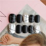 24pcs/Set False Nails Pink Grey Pre-Design Full Cover Nail Tips Manicure Tool with GLue