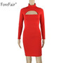 VenusFox Long Sleeve Turtleneck Mini Bodycon Dress