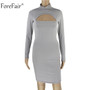 VenusFox Long Sleeve Turtleneck Mini Bodycon Dress