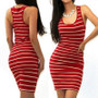 VenusFox Women Sleeveless Striped Sexy Party Mini Dress