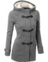 VenusFox Hooded Zipper Button Causal Coat