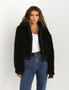 VenusFox Long Sleeve Zipper Faux Fur Coat