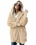 VenusFox Long Sleeve Hooded Faux Fur Teddy Bear Coat