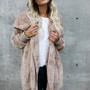 VenusFox Long Sleeve Hooded Faux Fur Teddy Bear Coat