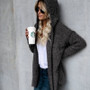 VenusFox Long Sleeve Hooded Faux Fur Teddy Bear Coat