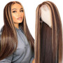 Highlighted Glueless 13x6 Lace Front Human Hair Wigs