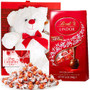 Valentines Day Gift Basket Set | Teddy Bear Plush (COLOR MAY VARY) Lindt Lindor Truffle