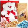 Valentines Day Gift Basket Set | Teddy Bear Plush (COLOR MAY VARY) Lindt Lindor Truffle