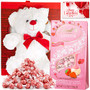 Valentines Day Gift Basket Set | Teddy Bear Plush (COLOR MAY VARY) Lindt Lindor Truffle