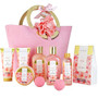 Spa Luxetique Spa Gift Baskets for Women, Rose Spa Set, Bath Gifts for Women, Luxury 10Pcs