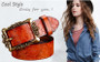 Wide genuine leather woman belt, vintage floral, strap for your jeans...yes. BUY IT NOW!