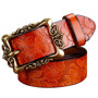 Wide genuine leather woman belt, vintage floral, strap for your jeans...yes. BUY IT NOW!