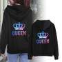 Queen and King Hoodies Lovers Couple Sweatshirt for Women and Men