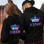 Queen and King Hoodies Lovers Couple Sweatshirt for Women and Men