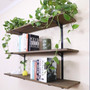 PUNCIA 48'' Industrial Long Pine Solid Wood Wall Floating Storage Shelf Farmhouse Kitchen Bar Display Wooden Wall Bookcase Tool Shelves (48in X 12in X 0.8in X 3 Tiers-L Brown)
