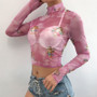 Pink Angel Mesh Long Sleeve Turtleneck Tee