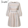 Simplee Women summer cotton dress elegant Striped O neck A-line short vestidos feminino Casual holiday beach dresses 2019