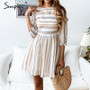 Simplee Women summer cotton dress elegant Striped O neck A-line short vestidos feminino Casual holiday beach dresses 2019