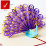 Peacock Greeting Card /3D Pop Up Invitation (Gorgeous Peafowl, Peahen)