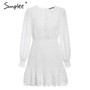 Simplee Elegant women lace dress Chic long sleeve embroidery dots dresses Luxury autumn slim female evening party dress vestidos