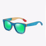 Mirror Blue Frame Retro Wooden Bamboo Sunglasses