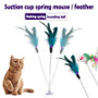 Dropship Interesting Elastic Color Mouse And Feather Bottom Sucker Pet Cat Toy Pet Supplies Colors Are Random