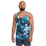 Hand-Sewn Blue Dinosaur Camo Unisex Tank Top