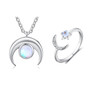 Moonstone Jewelry Sets 925 Sterling Silver Pendant Necklace Ring Earrings