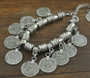 Tibetan Silver Coin Bracelet Gypsy Carving