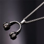 Music Headphone Necklace Stainless Steel Gold Silver