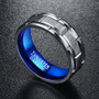 Mens Silver Tungsten Carbide Ring Grooved