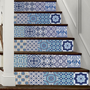 Blue Tile Backsplash Decals for Staircase