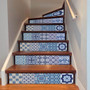 Blue Tile Backsplash Decals for Staircase