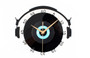 DJ Vinyl Record and Headphones Wall Clock