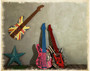 Imitation Guitar Wall Decoration, Iron Rock N' Roll Guitars for Wall Art Hanging, Music Guitar Home Decor