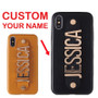 Real Leather Gold Letters Metal Luxury Bold Custom Name/Text For iPhones