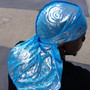 Baby Blue Rose Print Silky Durag