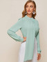 Keyhole back draped blouse - seafoam