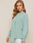 Keyhole back draped blouse - seafoam