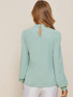 Keyhole back draped blouse - seafoam