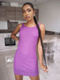 Sleeveless cable knit dress in purple