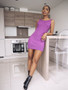 Sleeveless cable knit dress in purple