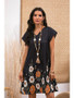 Women's A-Line Dress Knee Length Dress - Short Sleeve Floral Print Summer V Neck Casual Black M L XL XXL 3XL