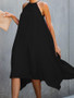 Women's A-Line Dress Midi Dress - Sleeveless Solid Color Summer Vintage Loose Black Red Green S M L XL