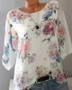 Women's Plus Size T-shirt Blouse Shirt Floral Flower Print Round Neck Tops Loose Basic Top White Blue Purple-831