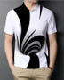 Men's Polo Graphic Optical Illusion Short Sleeve Daily Slim Tops Basic Elegant White