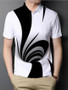 Men's Polo Graphic Optical Illusion Short Sleeve Daily Slim Tops Basic Elegant White