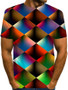 Men's Geometric Graphic T-shirt Print Short Sleeve Daily Tops Streetwear Exaggerated Round Neck Rainbow / Summer