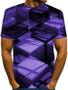 Men's 3D Graphic T-shirt Short Sleeve Daily Tops Basic Exaggerated Round Neck Blue Purple Red
