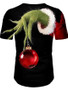 Men's 3D Graphic T-shirt Short Sleeve Christmas Tops Basic Round Neck Black